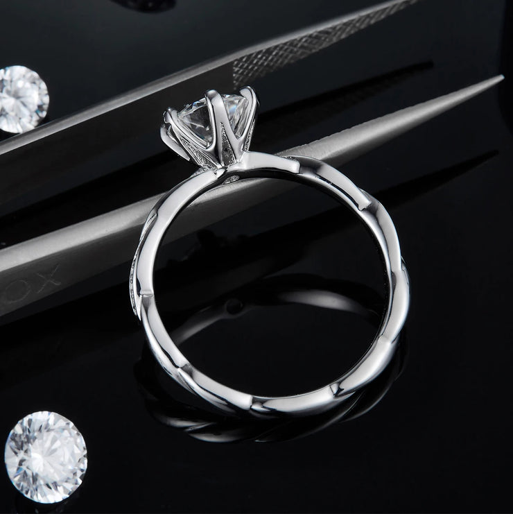 GEM'S BALLET 6.5mm 1.0Ct Pink Blue Yellow Moissanite Diamond Ring 925 Sterling Silver Wedding Rings For Women Fine Jewelry