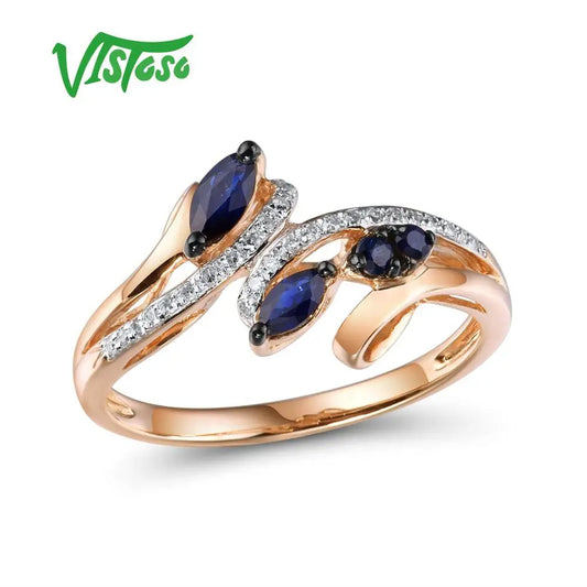 VISTOSO 14K Rose Gold Blue Sapphire & Diamond Ring