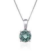 GEM'S BALLET Natural Blue Topaz Gemstone Pendant Necklace For Women Jewelry 925 Sterling Silver Classic Round Birthstone Pendant