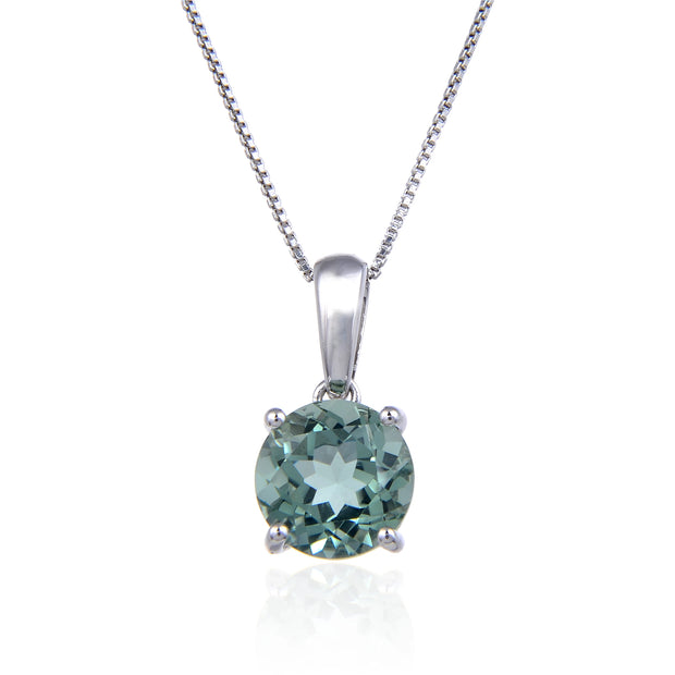 GEM'S BALLET Natural Blue Topaz Gemstone Pendant Necklace For Women Jewelry 925 Sterling Silver Classic Round Birthstone Pendant