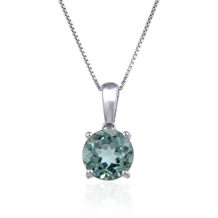 GEM'S BALLET Natural Blue Topaz Gemstone Pendant Necklace For Women Jewelry 925 Sterling Silver Classic Round Birthstone Pendant