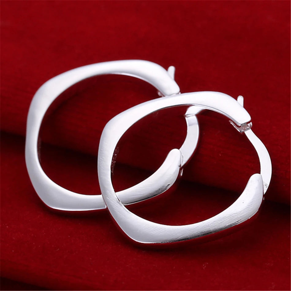 DOTEFFIL 925 Sterling Silver Flat Square Hoop Earrings – Sleek & Modern