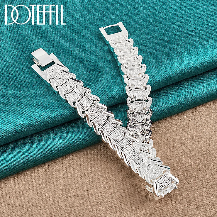 Add Timeless Elegance with DOTEFFIL 925 Sterling Silver Watchband Network Heart Bracelet Chain