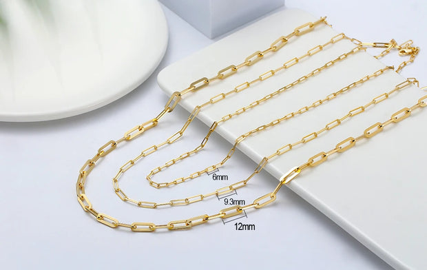 ORSA JEWELS 14K Gold Plated Genuine 925 Sterling Silver Paperclip Neck Chain 6/9.3/12mm Link Necklace for Women Men Jewelry SC39