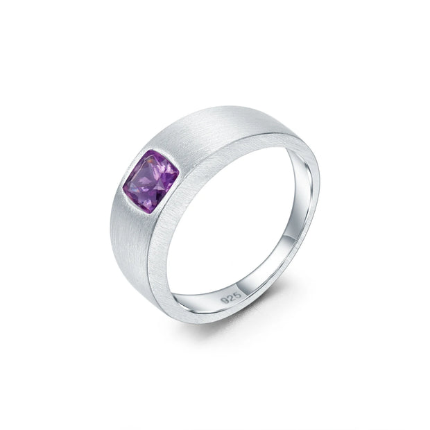 GEM'S BALLET 925 Sterling Silver Cushion Cut Men’s Ring – Bold & Timeless