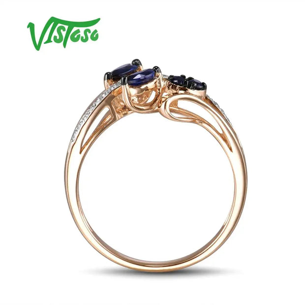 VISTOSO 14K Rose Gold Blue Sapphire & Diamond Ring