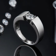 GEM'S BALLET Moissanite Men's Silver Ring