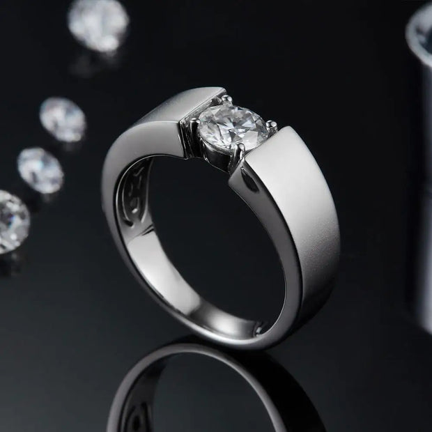GEM'S BALLET Moissanite Men's Silver Ring