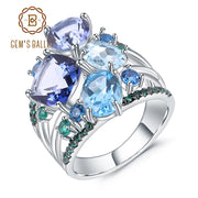 GEM'S BALLET Natural Mystic Quartz Topaz Statement Ring