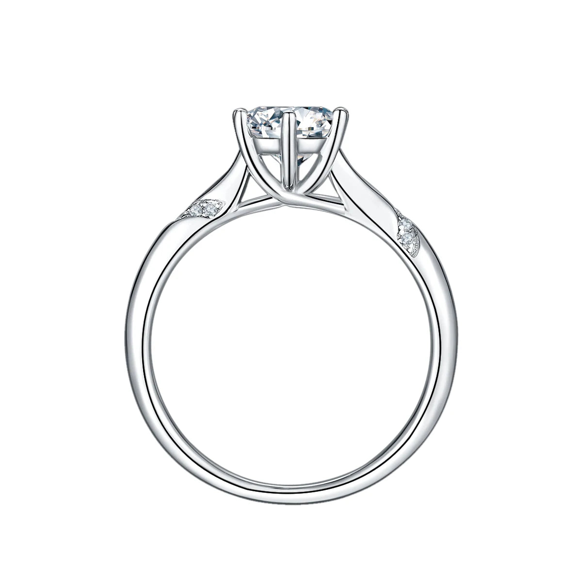 GEM'S BALLET 925 Sterling Silver 6-Prong Moissanite Ring – Classic Elegance