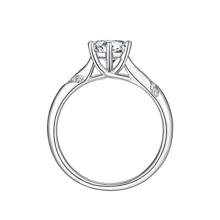 GEM'S BALLET 925 Sterling Silver 6-Prong Moissanite Ring – Classic Elegance