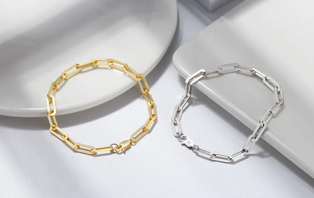 ORSA JEWELS 14K Gold Plated Genuine 925 Sterling Silver Paperclip Neck Chain 6/9.3/12mm Link Necklace for Women Men Jewelry SC39