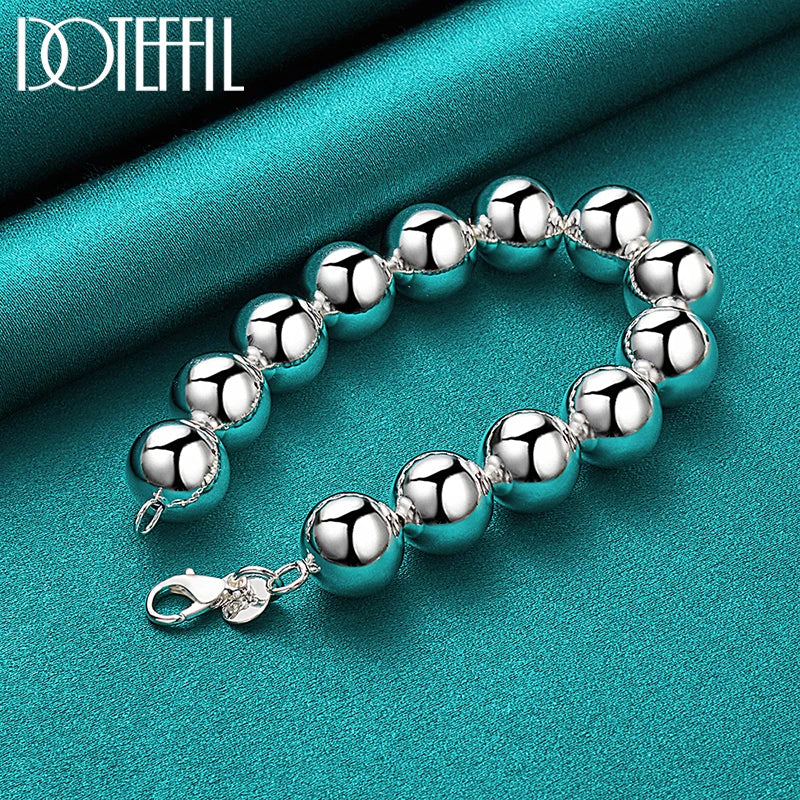 DOTEFFIL 925 Sterling Silver Hollow Bead Bracelet – A Bold & Elegant Statement