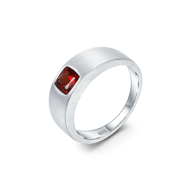 GEM'S BALLET 925 Sterling Silver Cushion Cut Men’s Ring – Bold & Timeless