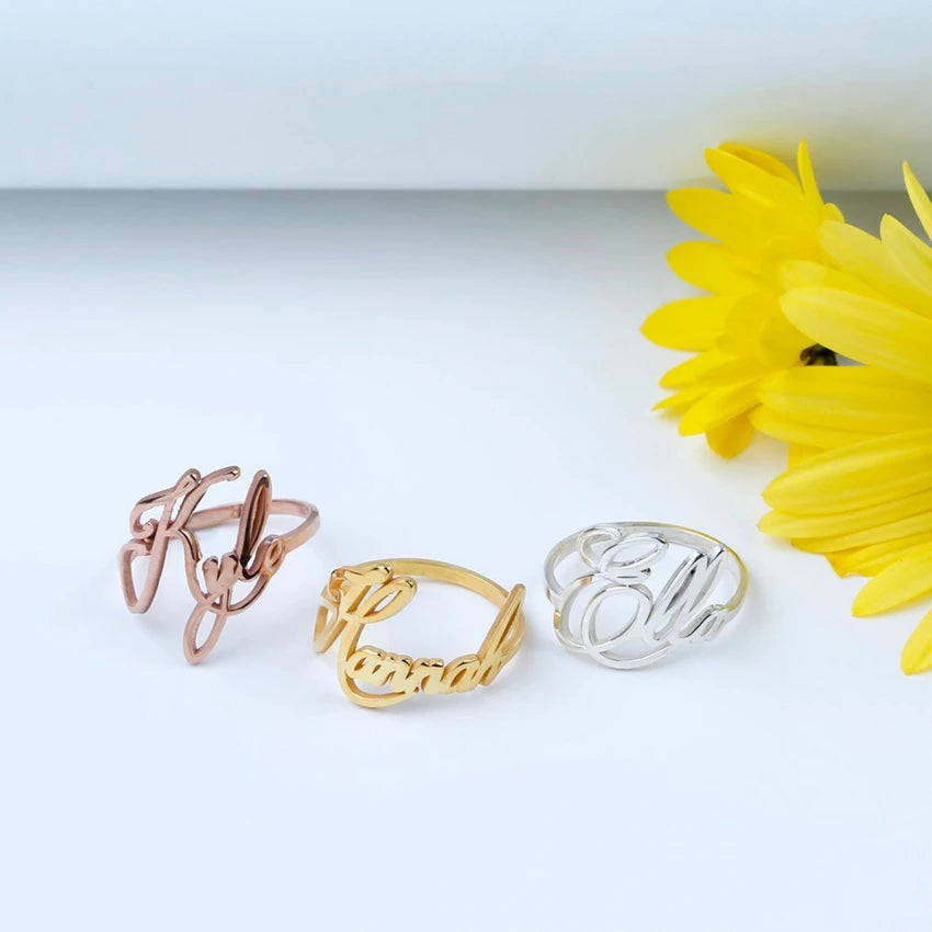 Personalized Stackable Name Rings – Custom Wedding Jewelry