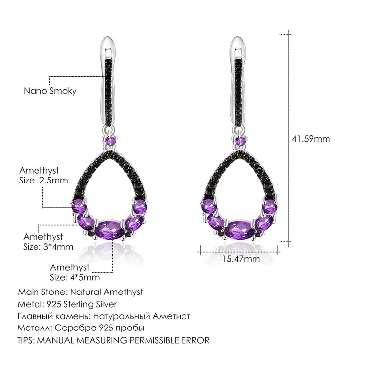 GEM'S BALLET Natural Amethyst Drop Earrings for Women 925 Sterling Silver Dangle Elegant Wedding Jewelry Bijoux 2020 New Brincos