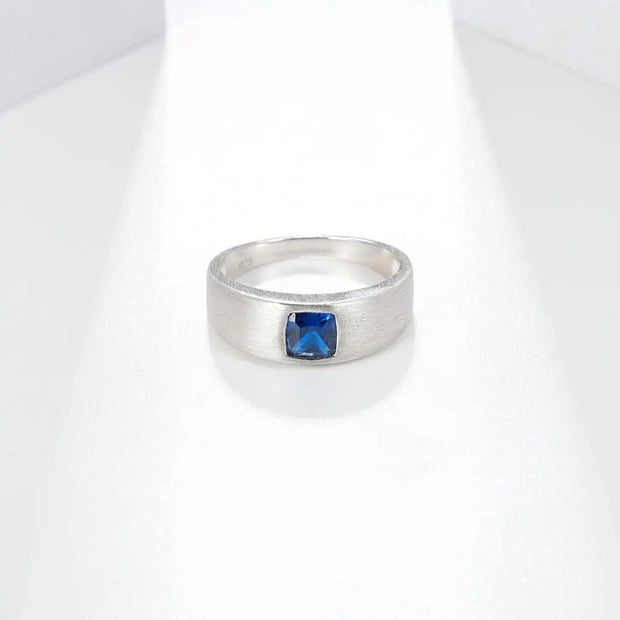 GEM'S BALLET 925 Sterling Silver Cushion Cut Men’s Ring – Bold & Timeless