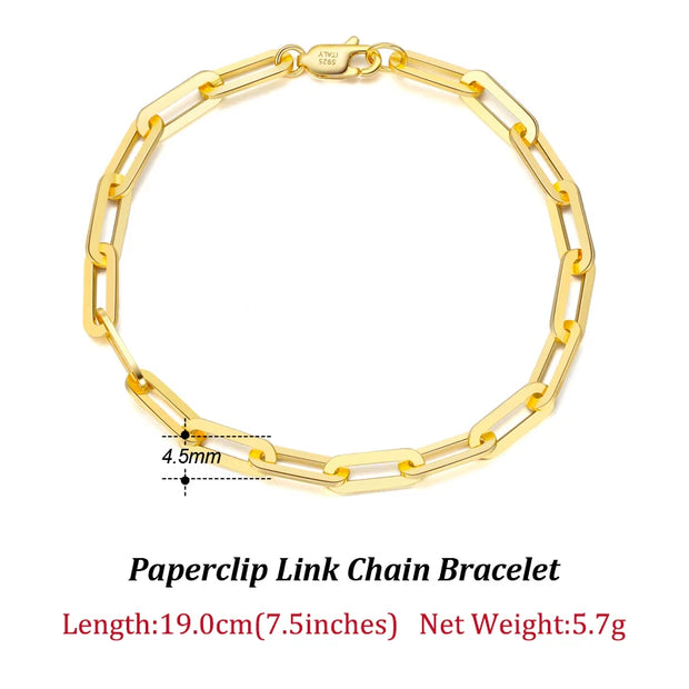 ORSA JEWELS 14K Gold Plated Genuine 925 Sterling Silver Paperclip Neck Chain 6/9.3/12mm Link Necklace for Women Men Jewelry SC39