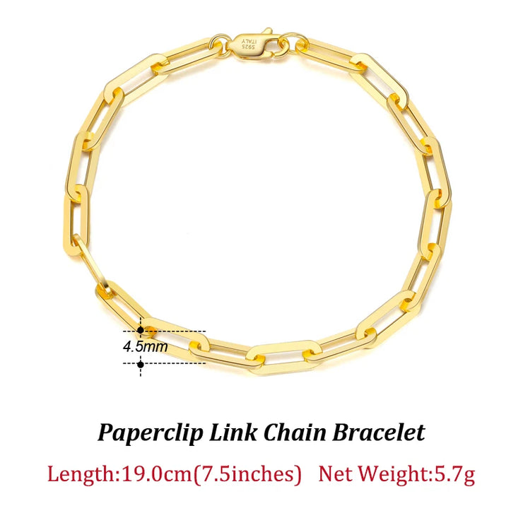 ORSA JEWELS 14K Gold Plated Genuine 925 Sterling Silver Paperclip Neck Chain 6/9.3/12mm Link Necklace for Women Men Jewelry SC39