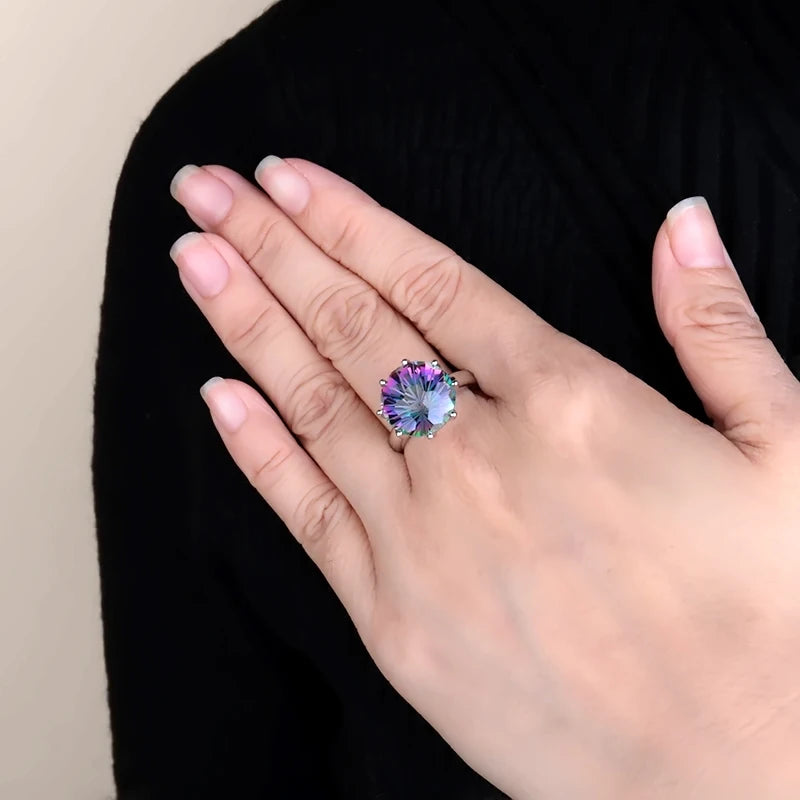 GEM'S BALLET Rainbow Mystic Quartz Sterling Silver Ring – Dazzling Elegance