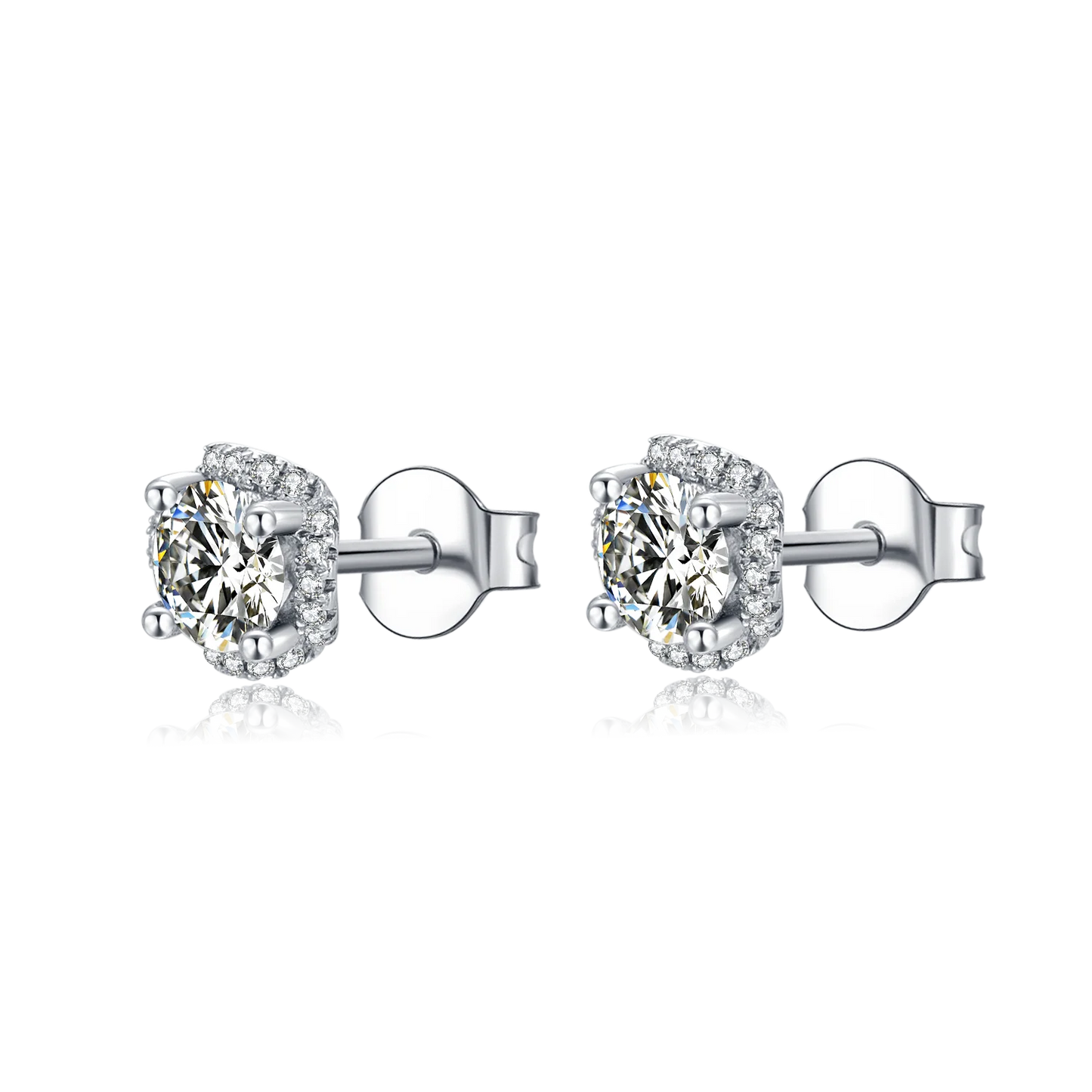 GEM'S BALLET 5.0mm 1.0Ct D Color Moissanite Stud Earrings – Timeless Sparkle & Elegance