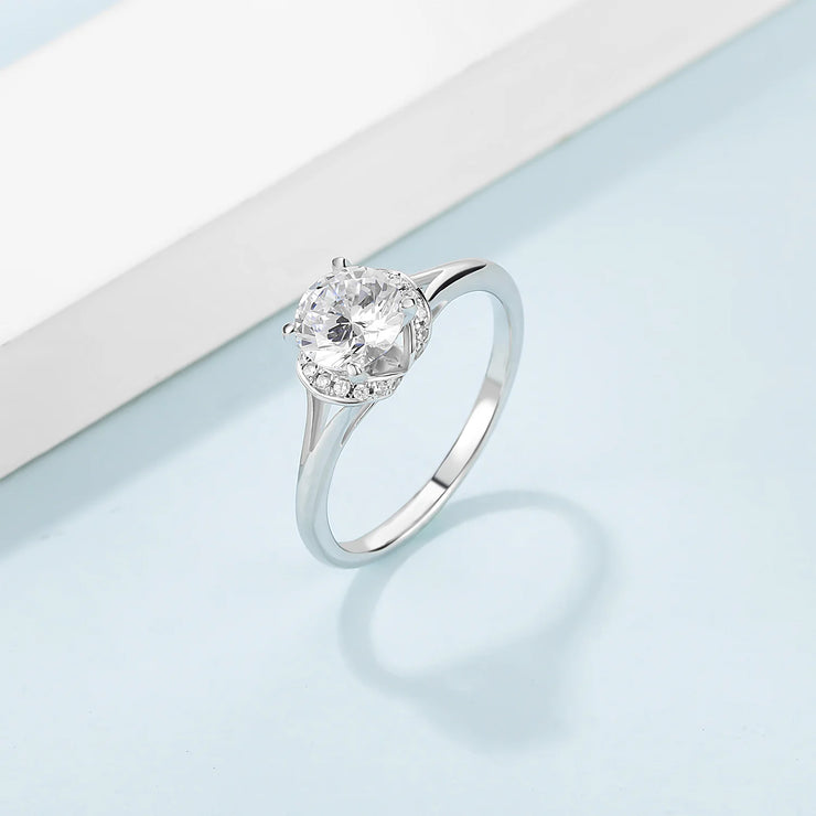 GEM'S BALLET 1Ct Moissanite Sterling Silver Ring – Timeless Elegance