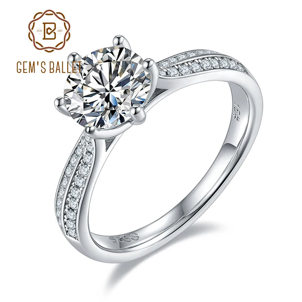 GEM'S BALLET Moissanite Diamond Ring – Elegance & Brilliance for Every Bride