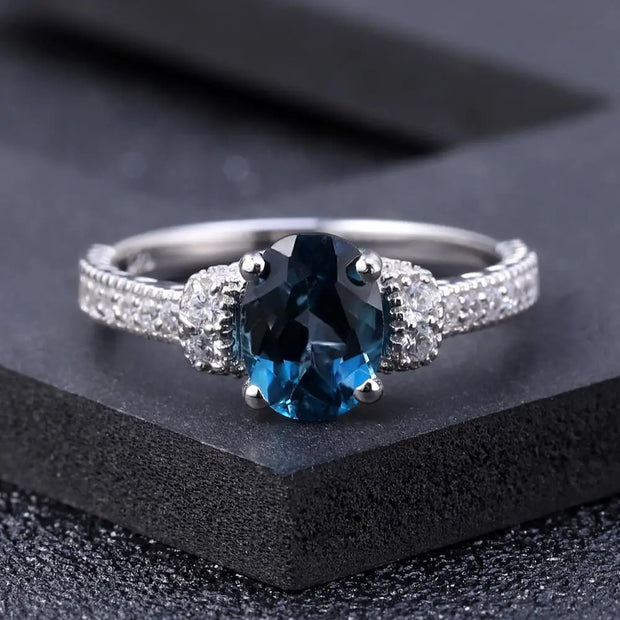 925 Sterling Silver London Blue Topaz Ring – Elegant & Timeless