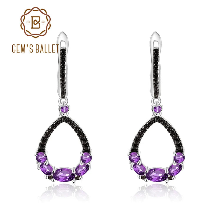 GEM'S BALLET Natural Amethyst Drop Earrings for Women 925 Sterling Silver Dangle Elegant Wedding Jewelry Bijoux 2020 New Brincos