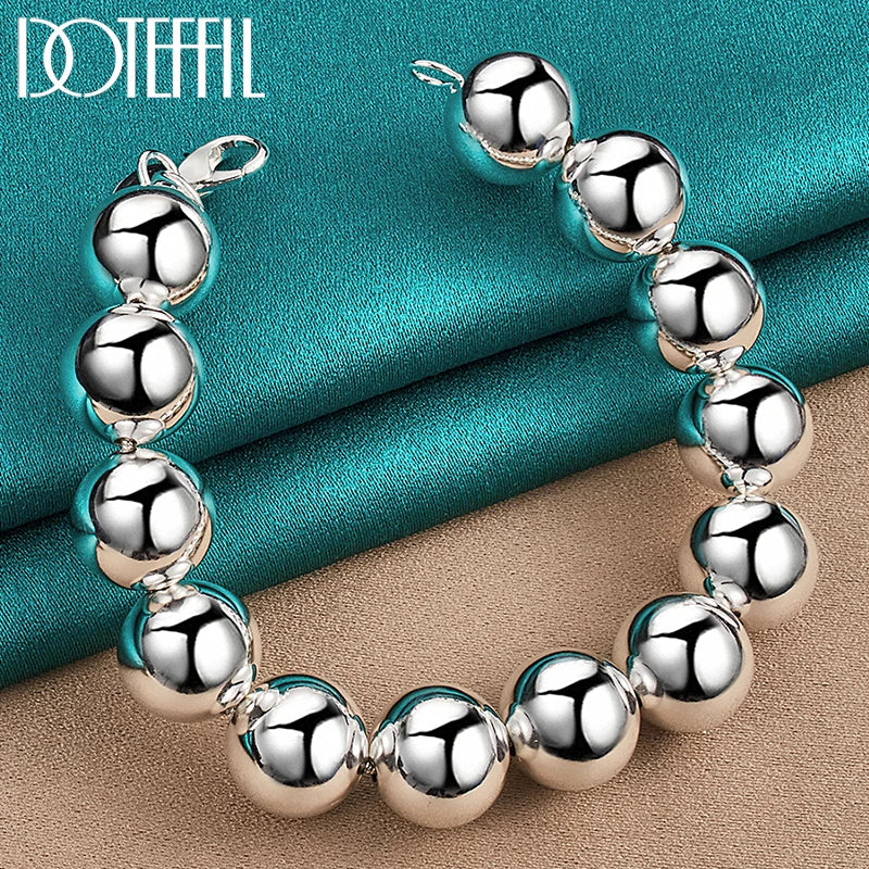 DOTEFFIL 925 Sterling Silver Hollow Bead Bracelet – A Bold & Elegant Statement