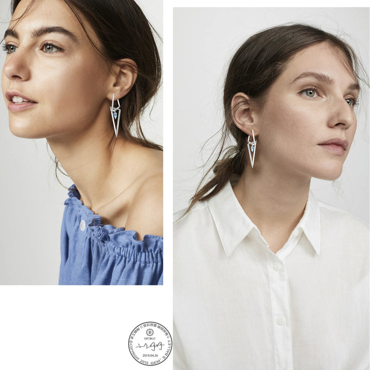 GEM'S BALLET Triangle 925 Sterling Silver Smart Chic Earrings Natural Red Garnet Gemstone Drop Earrings for Women Fine Jewelry