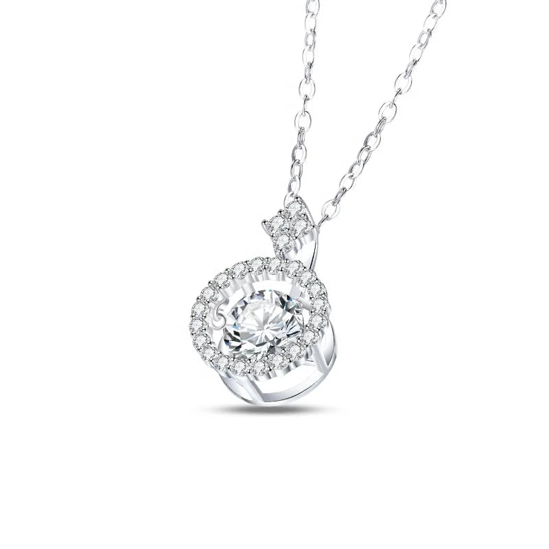 GEM'S BALLET Moissanite Pendant Necklace 925 Sterling Silver Jewelry for Women Diamond with Twinkle Setting