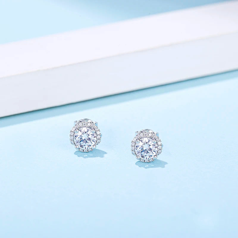 GEM'S BALLET 5.0mm 1.0Ct D Color Moissanite Stud Earrings – Timeless Sparkle & Elegance