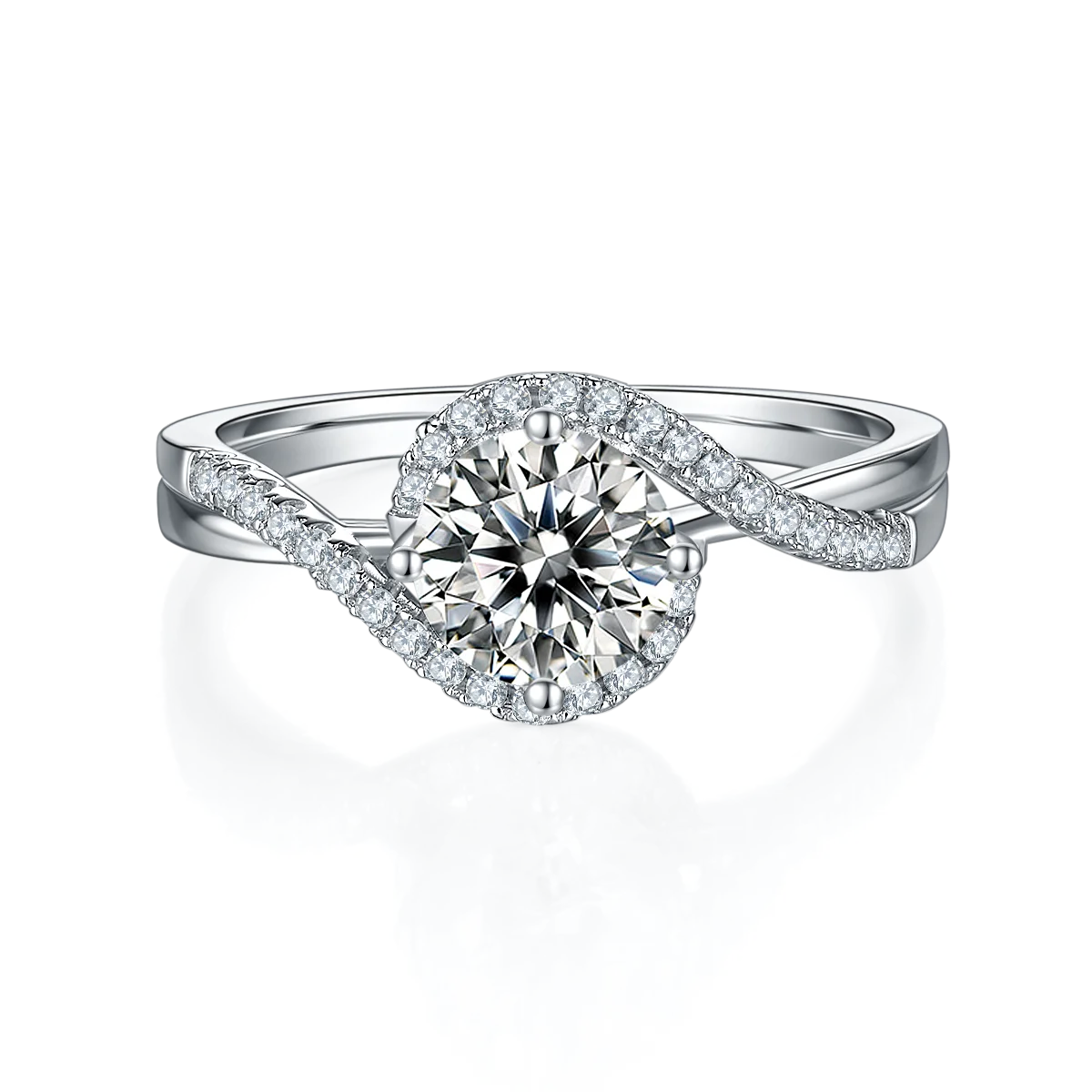 Moissanite Twist Ring in 925 Sterling Silver Ring