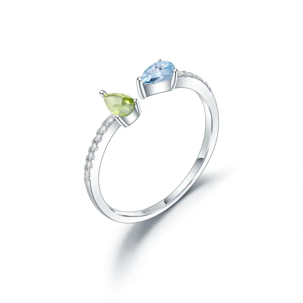 GEM'S BALLET Sterling Silver Adjustable Gemstone Ring – Timeless Elegance