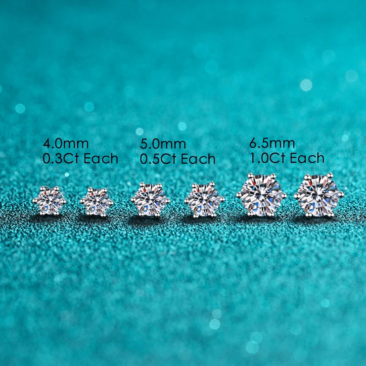 GEM'S BALLET Gold & Silver Moissanite Stud Earrings – Timeless Sparkle