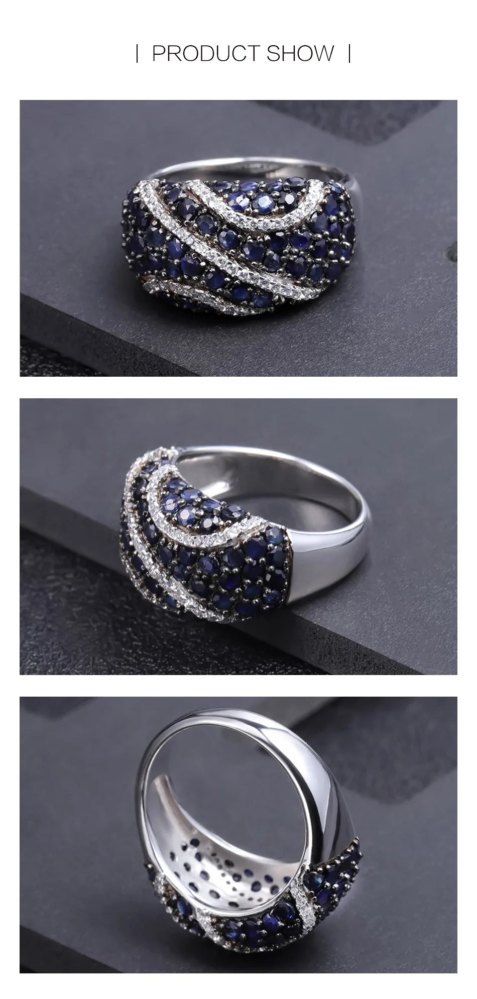 GEM'S BALLET Natural Blue Sapphire Ring 925 sterling silver Natural Gemstone Rings For Women Gift Vintage Fine Jewelry