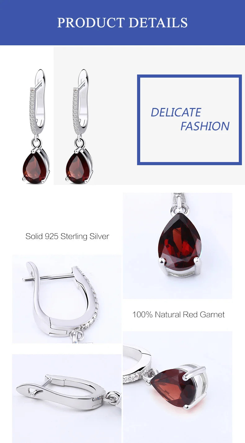 Gem's Ballet 4.31Ct Natural Red Garnet Drop Earrings Solid 925 Sterling Silver Fine Jewelry For Women Gemstone Earrings