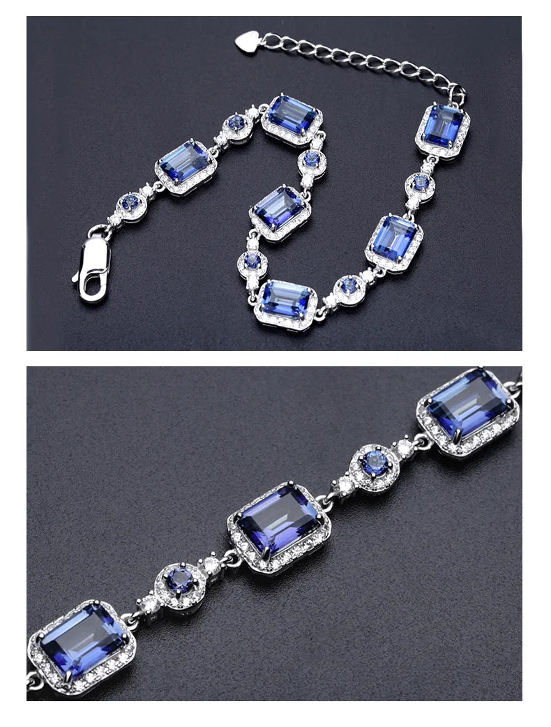 GEM'S BALLET Natural Iolite Blue Mystic Bracelet 925 Sterling Silver Gemstone Bracelets & Bangles For Women Wedding Fine Jewelry