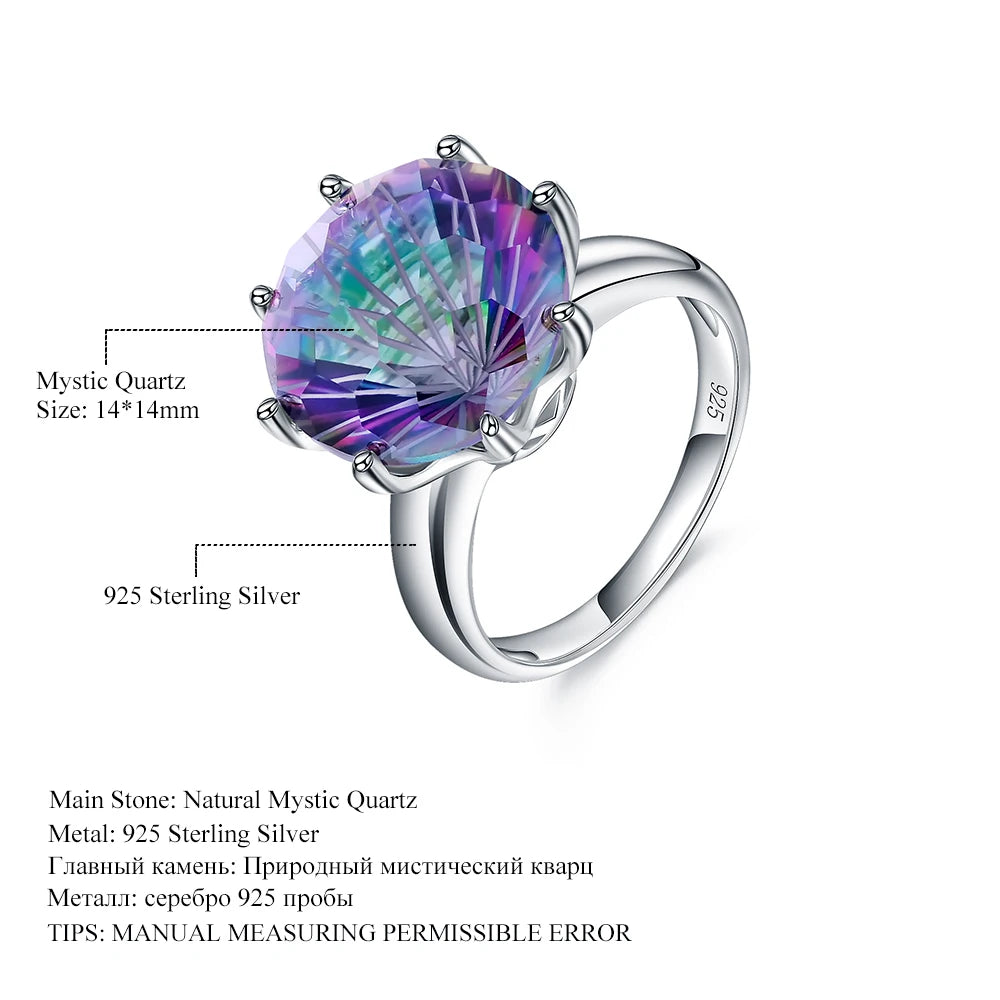 GEM'S BALLET Rainbow Mystic Quartz Sterling Silver Ring – Dazzling Elegance