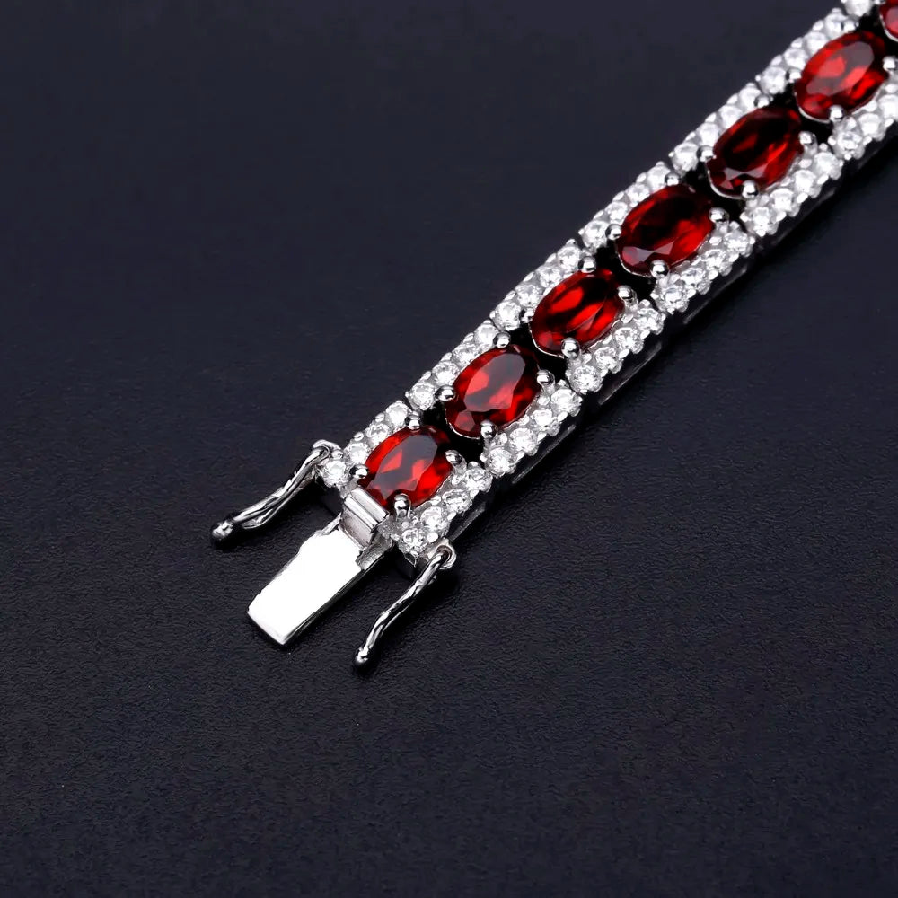 Gem's Ballet 925 Sterling Silver Bracelet 16.80Ct Natural Red Garnet Gemstone Bracelets & Bangles For Women Wedding Fine Jewelry