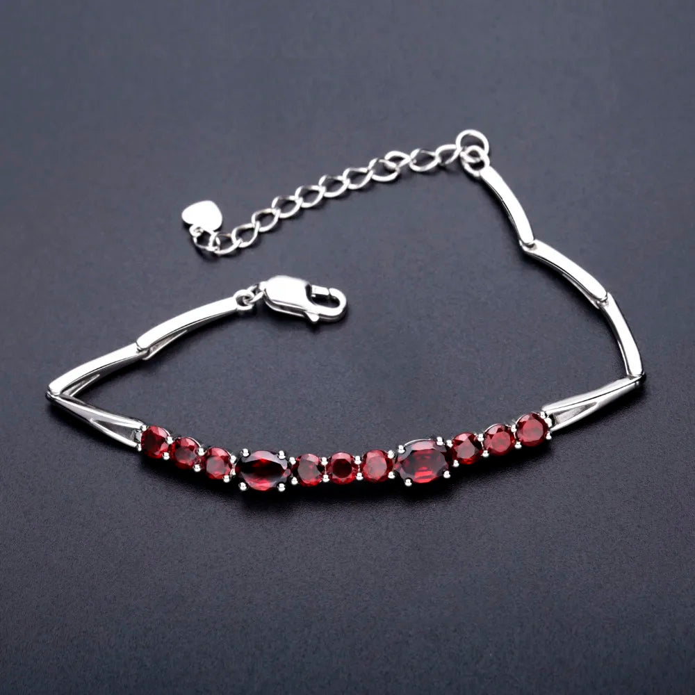 GEM'S BALLET 5.32Ct Natural Red Garnet Tennis Bracelet Genuine 925 Sterling Silver Bracelets&bangles Women Fashion Fine Jewelry