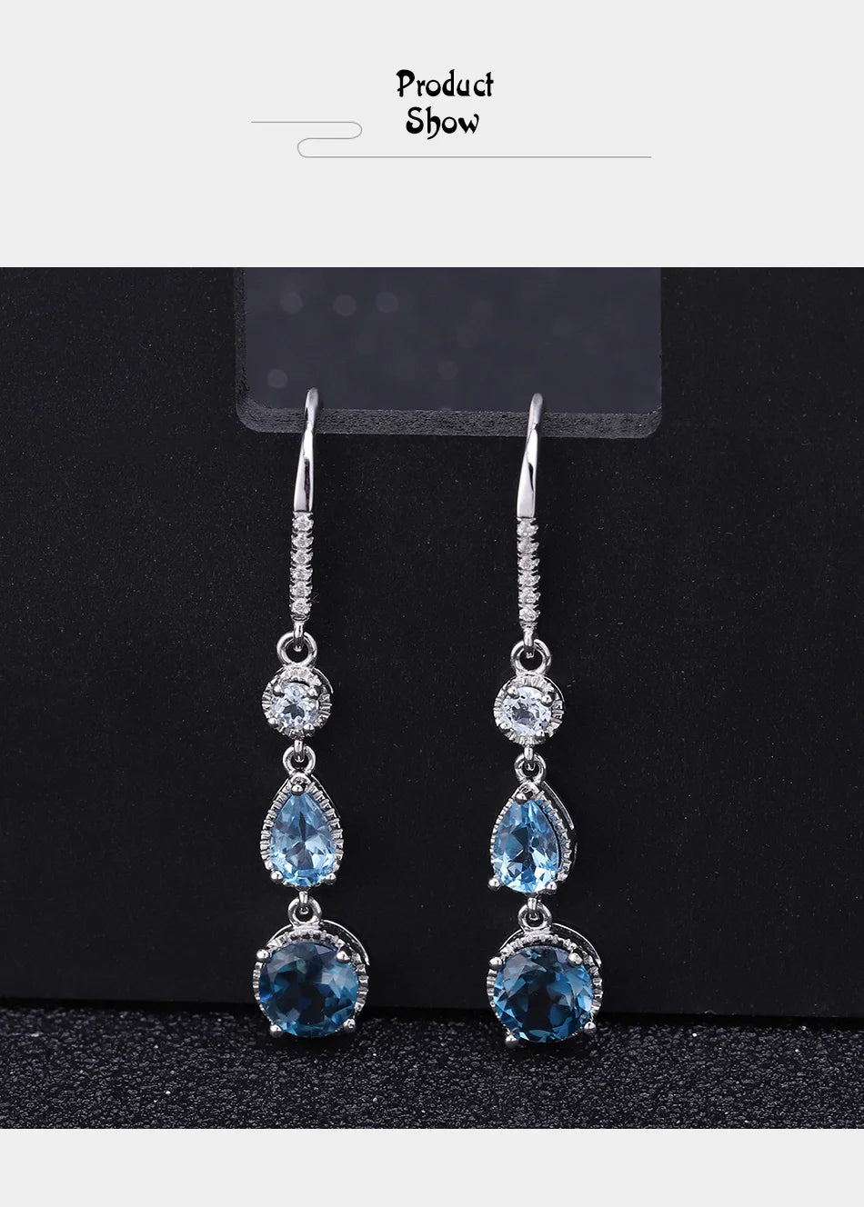 GEM'S BALLET Natural London Blue Topaz Dangle Earrings Gemstone Jewelry 925 Sterling Silver Elegant Earrings for Women Wedding