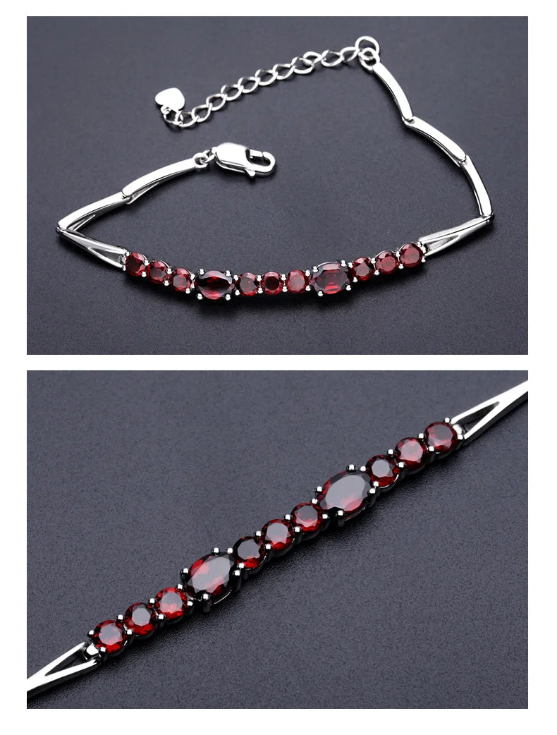 GEM'S BALLET 5.32Ct Natural Red Garnet Tennis Bracelet Genuine 925 Sterling Silver Bracelets&bangles Women Fashion Fine Jewelry