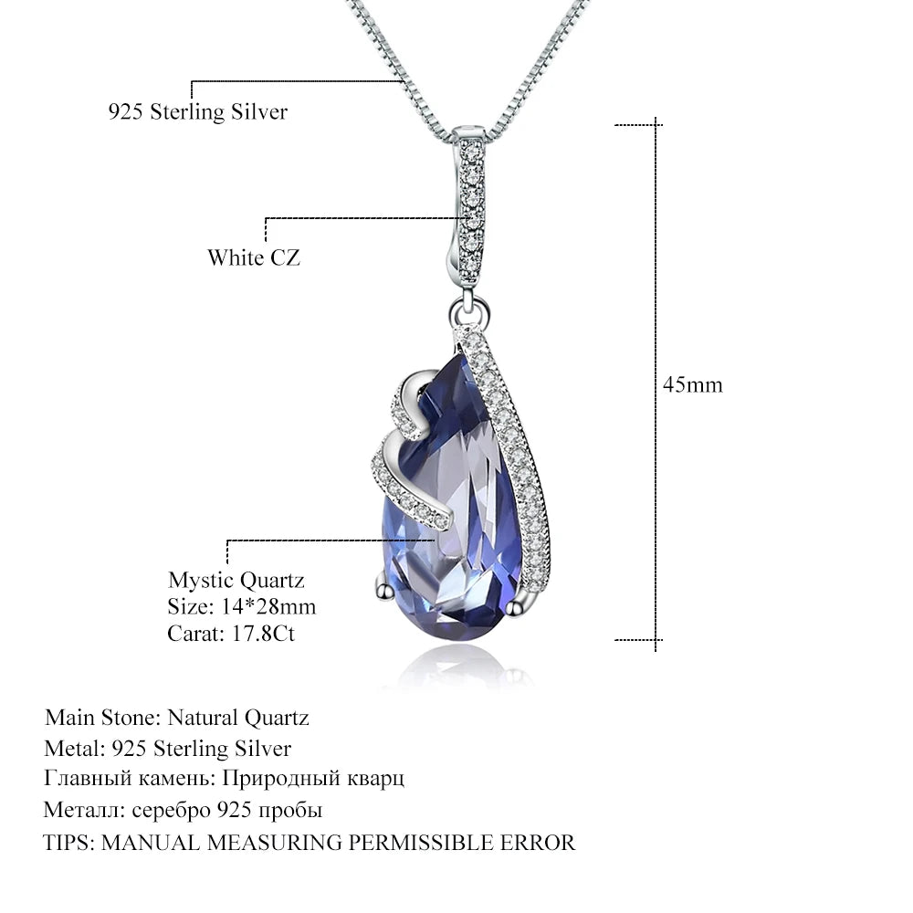 Natural Iolite Blue Mystic Quartz 925 Sterling Silver Necklace Pendant