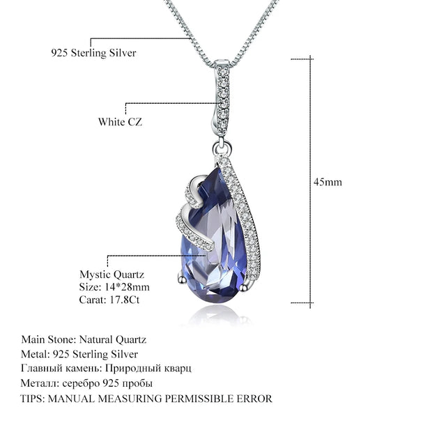 GEM'S BALLET 17.8Ct Natural Iolite Blue Mystic Quartz 925 Sterling Silver Vintage Necklaces & Pendants For Women Fine Jewelry