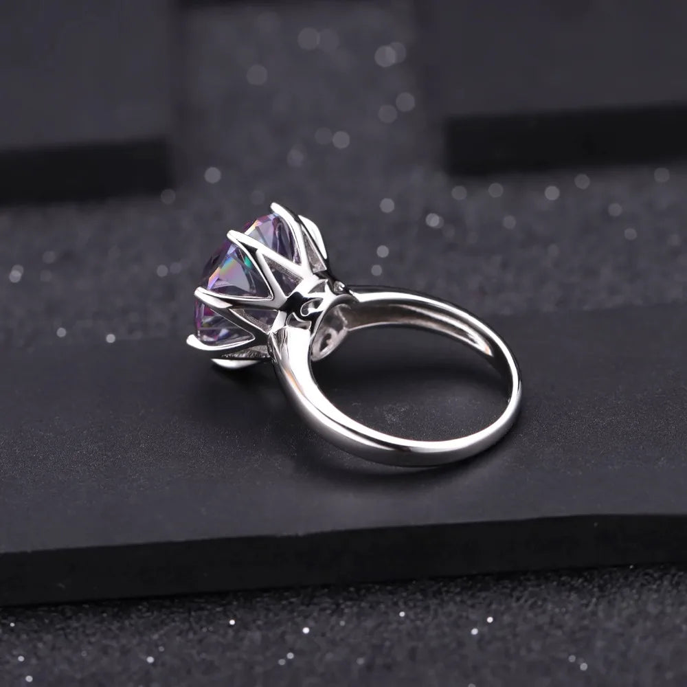 GEM'S BALLET Rainbow Mystic Quartz Sterling Silver Ring – Dazzling Elegance