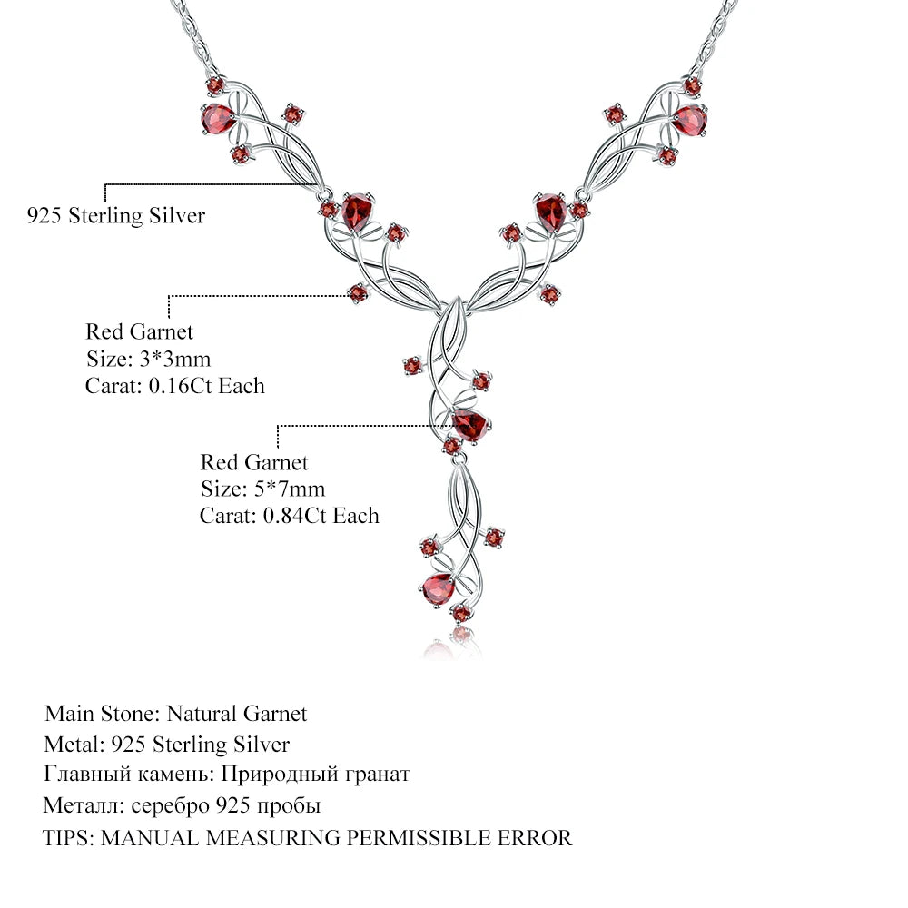 Gem's Ballet 8.08ct Natural Red Garnet Gemstone Necklaces For Women Wedding 925 Sterling Silver Romantic Necklace Fine Jewelry