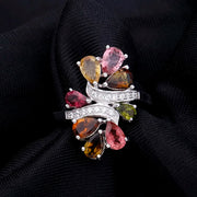 Gem's Ballet Natural Tourmaline 585 14K 10K 18K Gold 925 Silver Ring For Women Flower Wedding Engagement Jewelry Accessorie