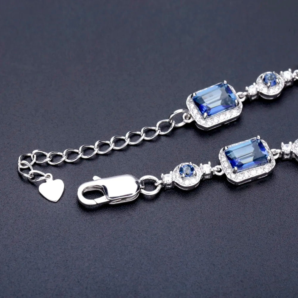 GEM'S BALLET Natural Iolite Blue Mystic Bracelet 925 Sterling Silver Gemstone Bracelets & Bangles For Women Wedding Fine Jewelry